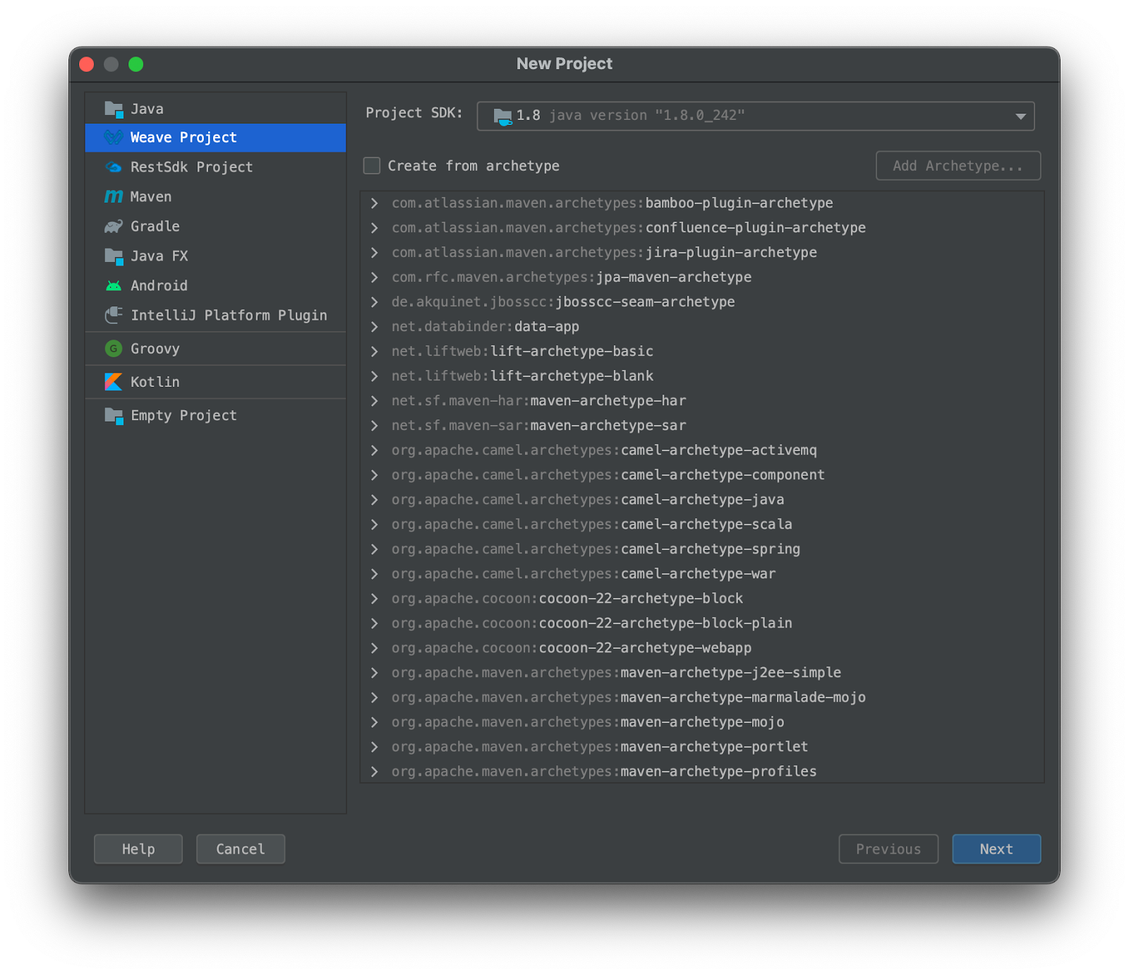 Create weave project screenshot