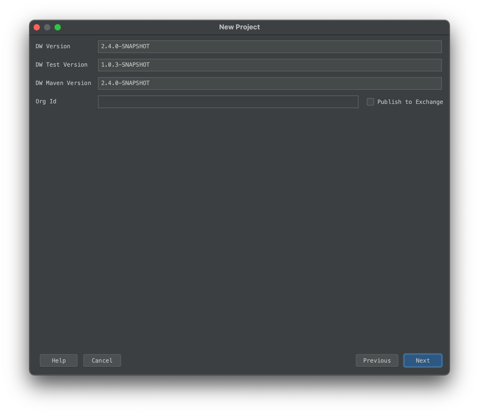 Screenshot of leaving defaults